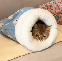 猫 猫ベッド 寝袋 猫ふとん ペットハウス 冬用 保温ベッド 防寒 ふわふわ