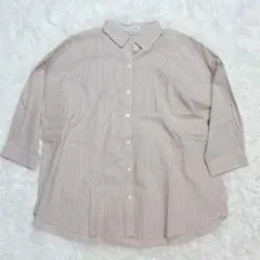 【極美品】マッキントッシュロンドン 長袖 シャツ ホワイト ブラウン ストライプ