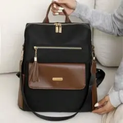 残り1点⚠️ZARAジャンル 海外ブランド バイカラー多機能リュック 黒×茶色