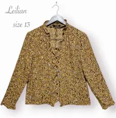 美品 未使用 Leilian レリアン シルク100% 前開き ブラウス 13号のサムネイル