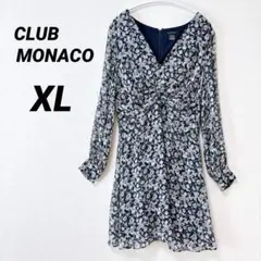 クラブモナコ 花柄 ワンピース Vネック 長袖 シフォン XL お出かけ