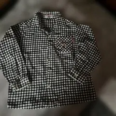 ⭐️ミキハウス 厚手長袖　ネルシャツ ブラック・ホワイトチェック120サイズ