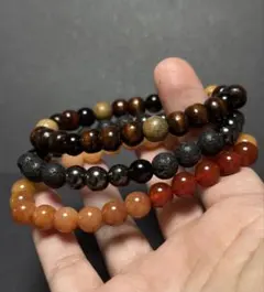 NEW!! 3点セット メンズブレスレット/8mm/セットG/オレンジセット