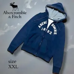 【Abercrombie & Fitch 】ネイビー パーカー XXL ロゴ