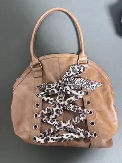 TINA：JOJUNブラウンレザーショルダーバッグ