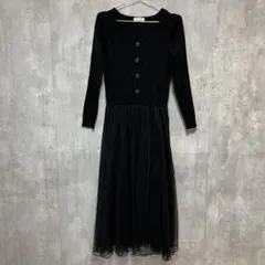 FREE'S MART チュールドッキングニットワンピース お洒落 ブラック 黒