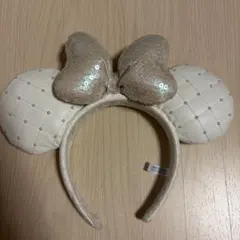 ディズニーカチューシャ 白色 ミニーちゃん レザー