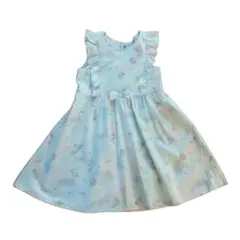 水色フリルノースリーブワンピース　130