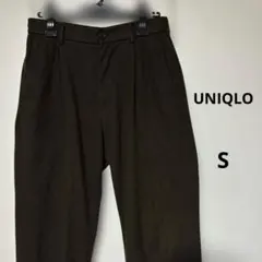 UNIQLO タックワイドパンツ ブラッシュドツイル ブラウン S ユニクロ　茶