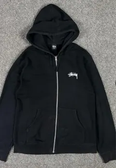Stussy ブラック ジップアップパーカー