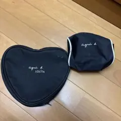 agnès b. ハート型ポーチ ブラック