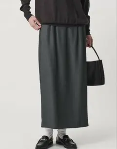 2タック デニムライク ロングスカート -ウォッシャブル-