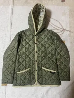 LAVENHA キルティングコート　フード　リバティ柄　カーキ　希少花柄！