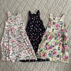H&M フラワー、バタフライノースリーブワンピース 3枚セット134/140