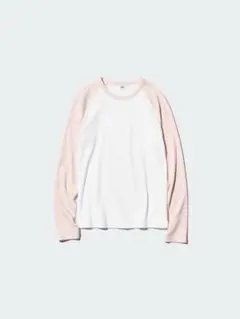 美品 ユニクロ UNIQLO ソフトリブT/長袖/ラグラン ピンク
