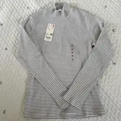 【新品】UNIQLO リブハイネックT /長袖/ボーダー/M