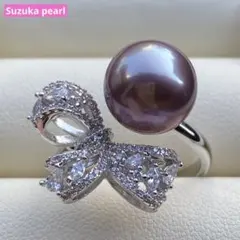 本真珠　淡水エジソンパールリング　11.5mm紫L1255