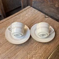 ノリタケ Ivory China デミタス カップ＆ソーサー 2客 金彩 レトロ