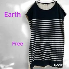 アメリカ古着アースミュージック＆エコロジー 異素材切替ボーダーワンピース F