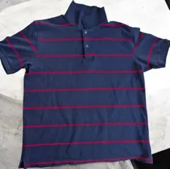 UNIQLO ネイビー/レッドストライプ ポロシャツ XL