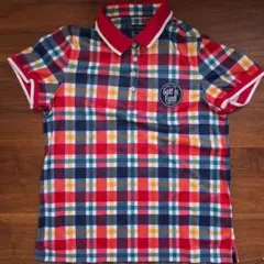 【美品】23区GOLFゴルフウェア 半袖ポロシャツ チェック柄 サイズⅢ L相当のサムネイル