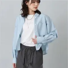 2024 UNTITLED アンタイトル　コットンストライプ クロップドシャツ