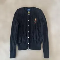 【美品】ラルフローレン　黒　ケーブルニットカーディガン　140㎝
