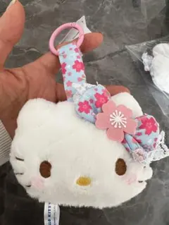 ハローキティ キーホルダー 花柄リボン
