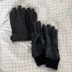 レディース 手袋 グリーンチェック ブラック