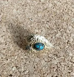 アンティークレトロターコイズ装飾ハート型ピンブローチヴィンテージ金色昭和ブローチ