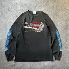90s- インディアンモーターサイクル ロンt 墨黒 L 袖プリ ブルーフレイムのサムネイル