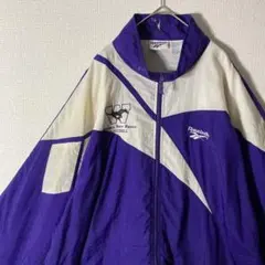 90s Reebok フルジップ ナイロンジャケット カレッジ 刺繍ロゴ XL