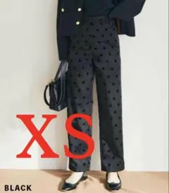 【タグ付き新品】ベースメントオンライン フロッキードットパンツ ブラック XS