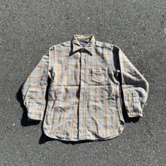 70s usa製 ペンドルトン　開襟オンブレチェックシャツ　短丈ネルシャツ　在原