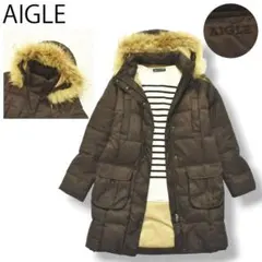 Yukai様専用 エーグル AIGLE ロング丈 ダウンコート S ブラウン ♪
