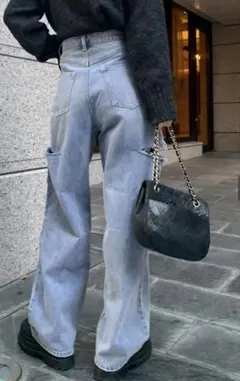 GRL サイドカッティングデニムパンツ