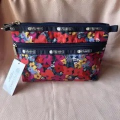 新品未使用　レスポートサック　LeSportsac 花柄ポーチ 中型 2ポケット
