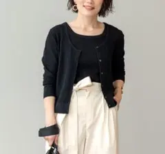 新品 S UNIQLO∶C レースラウンドネック ショートカーディガン 羽織り