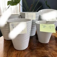 送料込◆ プランター 欄 鉢 ① ④ の2個 ¥1880- 白 陶器製 在庫有のサムネイル