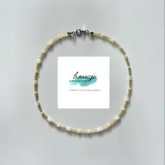 ハンドメイド イエロー パール ビーズネックレス チョーカー シンプル