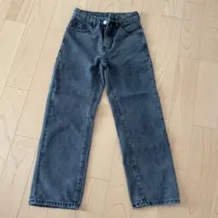キッズ用 ダークグレー ストレートデニムパンツ