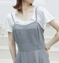 マジェスティックレゴン 花柄 レース ローズ モチーフ付き 長袖 トップスのサムネイル
