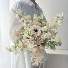 アネモネ　ブーケ　ブートニア　ウェディング　ブライダル　ピンク　ベージュ