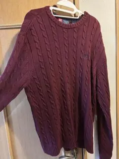 CHAPS バーガンディ ケーブルニットセーター XL