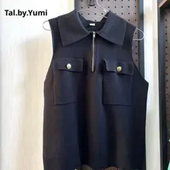 tal.byyumi 金ボタン　ニットベスト　黒　M ※ほぼ未使用