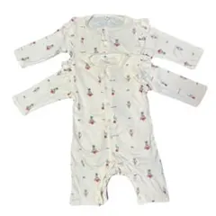 花柄 チューリップ柄 ロンパース カバーオール 双子 70cm