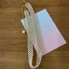 多層パールネックレス ホワイトゴールド