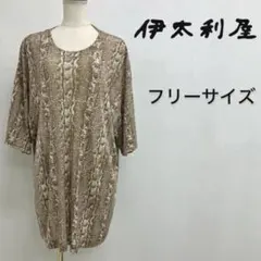 伊太利屋 パイソン柄 ラインストーン ドルマン チュニック フリーサイズ　伸縮性のサムネイル