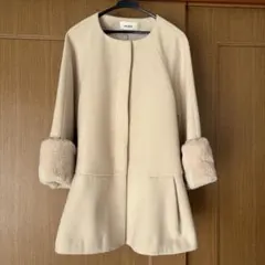 最終値下げ　snidel ベージュ ノーカラーコート　フリーサイズ スナイデル