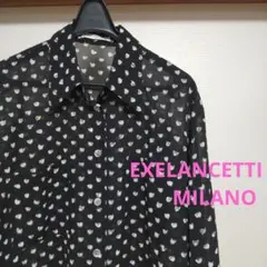 EXELANCETTI MILANO 長袖 ブラウス 貝ボタン 黒系 38